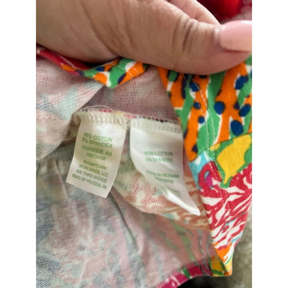 Lilly Pulitzer Girls Morgana Multi color Coral Ruffle Bow Dress sz‎ 4-5 small